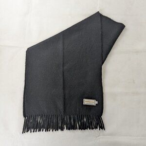 Burberry Vintage Solid Logo Pure Cashmere Black Scarf - United Kingdom